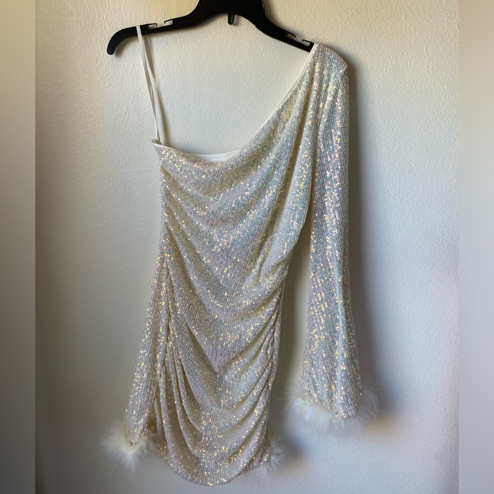 Sequin One Sleeve Dresss